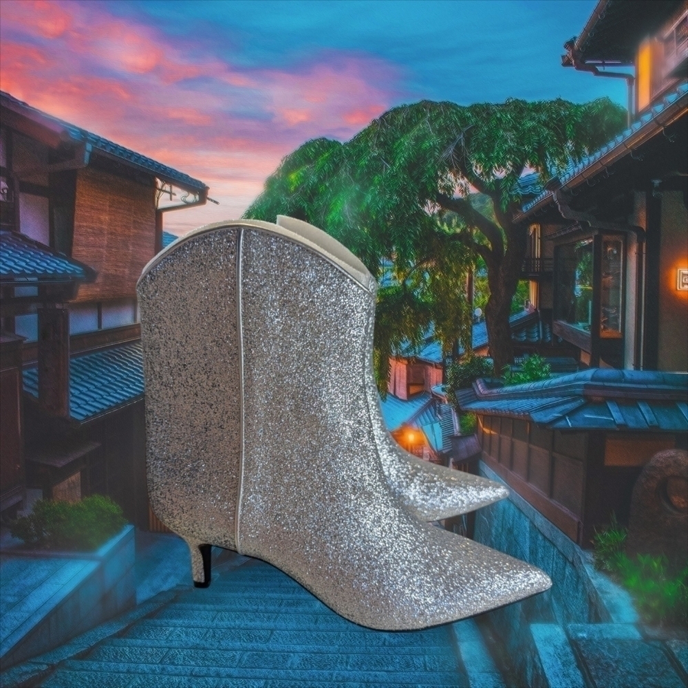 NIB On 34th Aatira Tulip Silver Glitter Ankle Booties Size 9M - Picture 9 of 15